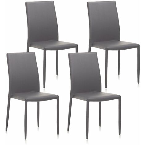Set 4 Sedie 43,5x46,5x90,5 cm in Similpelle Grigio