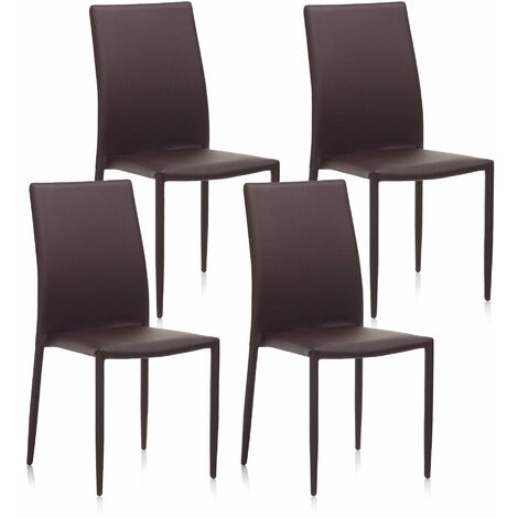 Set 4 Sedie 43,5x46,5x90,5 cm in Similpelle Marrone