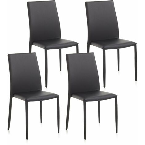Set 4 Sedie 43,5x46,5x90,5 cm in Similpelle Nero