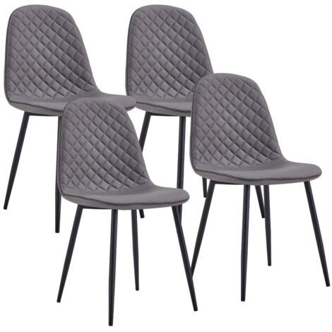 Set 4 Sedie 43x42x86 cm in Similpelle Trapuntata Bella Grigia