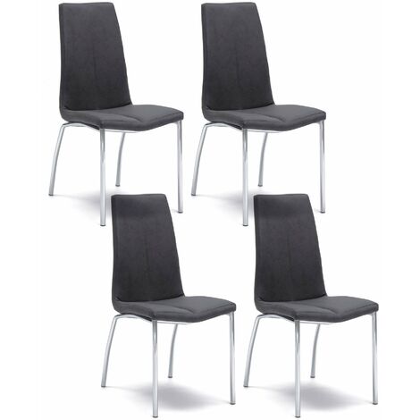 Set 4 Sedie 43x44xH92 cm in Similpelle e Metallo Viva Grigio cromo