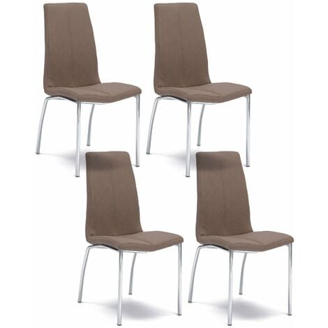 Set 4 sedie in similpelle arancione con gambe legno - Marlea