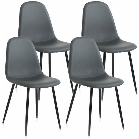 Set 4 Sedie 44x50x85 cm in Similpelle Grigio