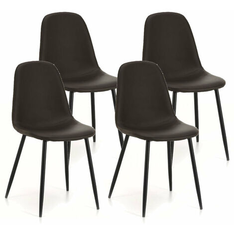 Set 4 Sedie 44x50x85 cm in Similpelle Marrone