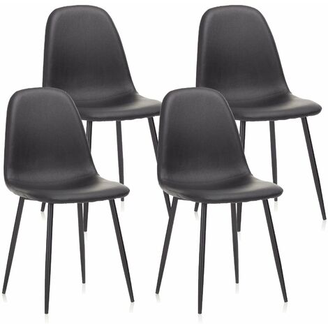 Set 4 Sedie 44x50x85 cm in Similpelle Nero