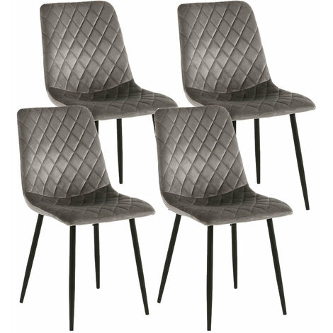 Set 4 Sedie 44x50x88 cm in Velluto Grigio