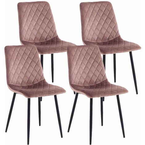 Set di 4 sedie trapuntata Norway Velluto rosa