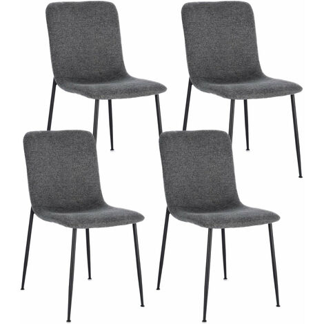 Set 4 Sedie 44x56x81 cm Rinas in Tessuto Grigio Scuro