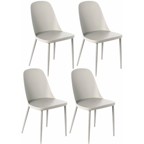 Set 4 Sedie 46x55xH80 cm in Polipropilene Tamara Grigio Chiaro