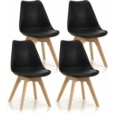Set 4 Sedie 48,5x47x81,5 cm in Similpelle Nero
