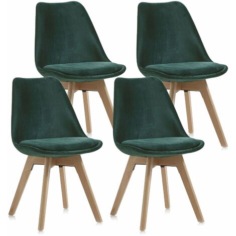Set 4 Sedie 48,5x47x81,5 cm in Velluto Verde Smeraldo