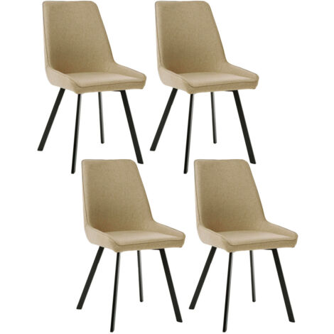 Set 4 Sedie 48x60xH87 cm in Microfibra Fox Beige