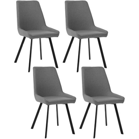 Set 4 Sedie 48x60xH87 cm in Microfibra Fox Grigio Scuro