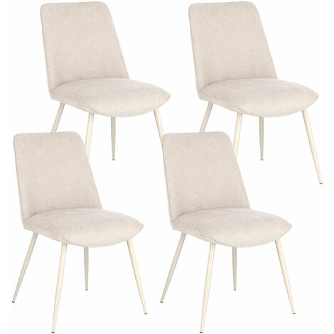 Set 4 Sedie 48x62x84 cm Cora in Tessuto Beige e Beige