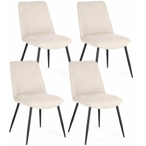 Set 4 Sedie 48x62x84 cm Cora in Tessuto Nero e Beige