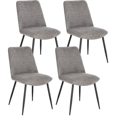 Set 4 Sedie 48x62x84 cm Cora in Tessuto Nero e Grigio Scuro