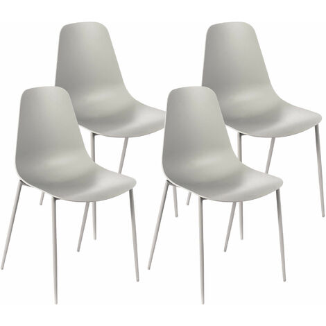 Set 4 Sedie 49x48,5x88 cm in Polipropilene Grigio Chiaro