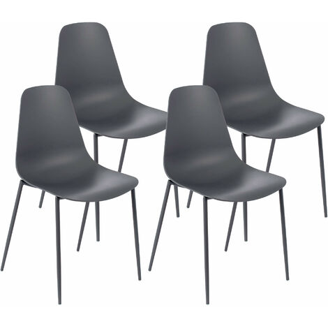 Set 4 Sedie 49x48,5x88 cm in Polipropilene Grigio Scuro