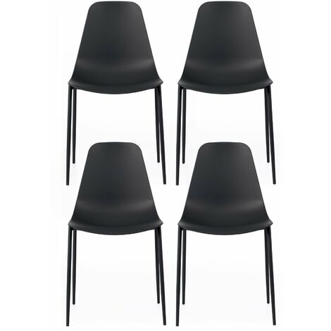 Set 4 Sedie 49x48,5xH88 cm in Polipropilene Frida Nero