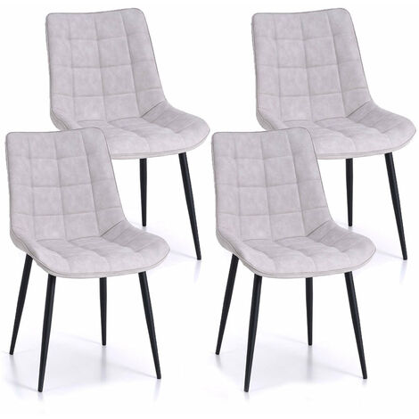 Set 4 Sedie 49x52x85 cm in Similpelle Grigio