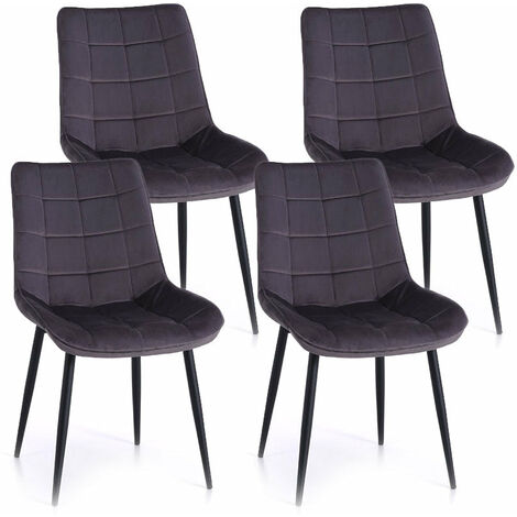 Set 4 Sedie 49x52x85 cm in Similpelle Grigio Scuro