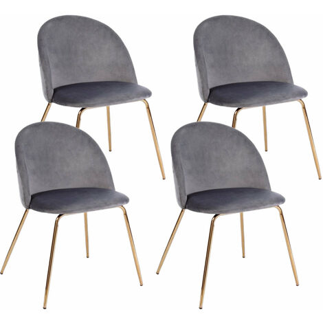 Set 4 Sedie 49x55x77h cm Tanya Velluto Grigio Scuro