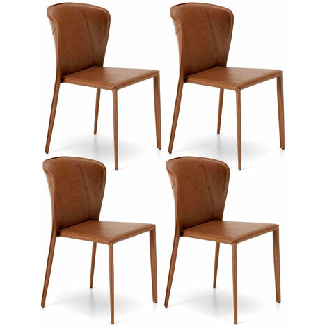 Set 4 Sedie 49x56xH82 cm in Similcuoio Break Whisky