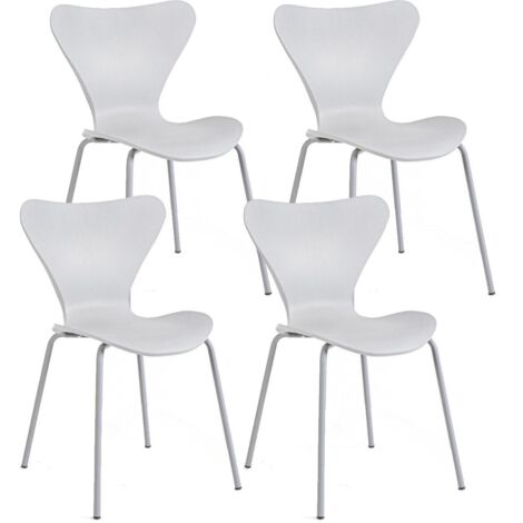 Set 4 Sedie 50x49,5x82 cm in Plastica Grigio Chiaro