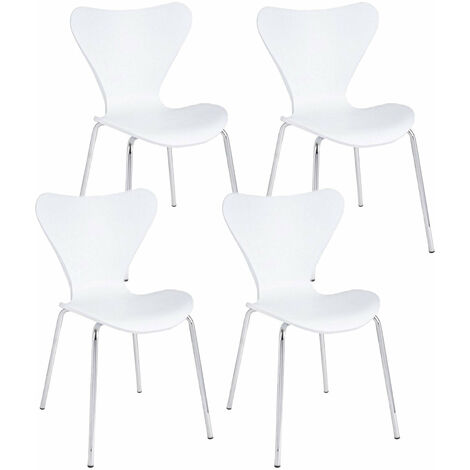 Set 4 Sedie 50x49,5x82 cm Tessa in Plastica Bianco