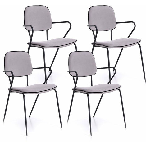 Set 4 Sedie 52x50x81,5 cm Velluto Grigio