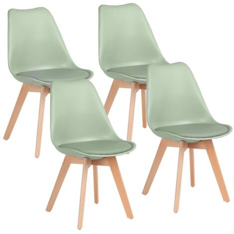 Set 4 sedie 53,5x48,5x83 cm Gambe in Legno Candice Verde Chiaro