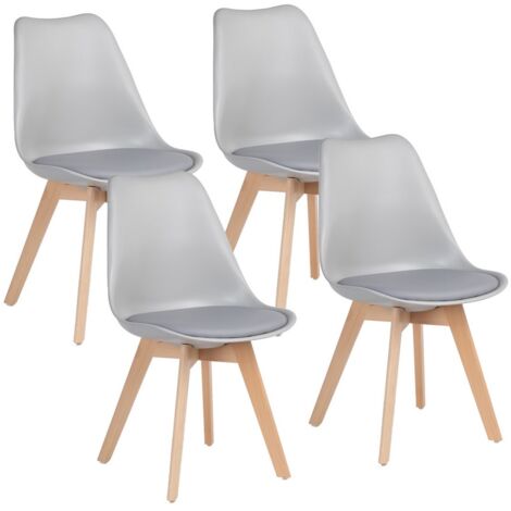 Set 4 Sedie 53,5x48,5x83 cm in Polipropilene e Similpelle Candice Grigia