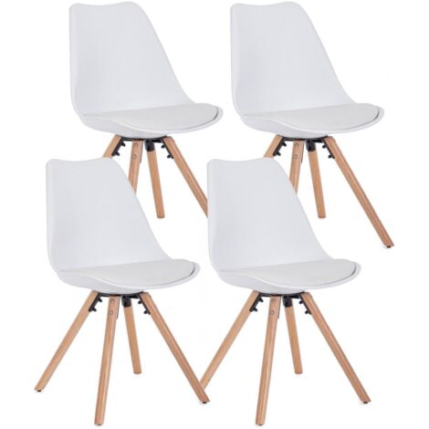 Set 4 Sedie 54x49x83,5 cm in Similpelle Bianco