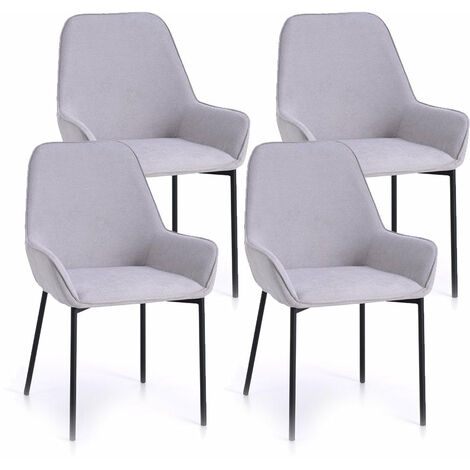 Set 4 Sedie 54x53x89 cm in Similpelle Grigio Chiaro