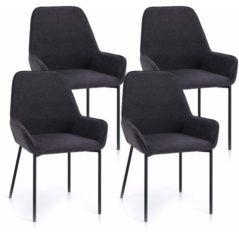 Set 4 Sedie 54x53x89 cm in Similpelle Grigio Scuro