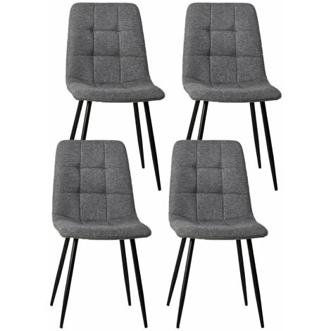 Set 4 Sedie 55x44xH81 cm in Tessuto e Metallo Alma Grigio Chiaro