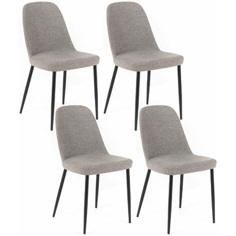 Set 4 Sedie 55x46xH85 cm in Tessuto Tamara Grigio Chiaro