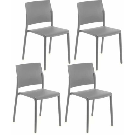 Set 4 Sedie 55x52,5xH81 cm in Polipropilene Venus Grigio Chiaro