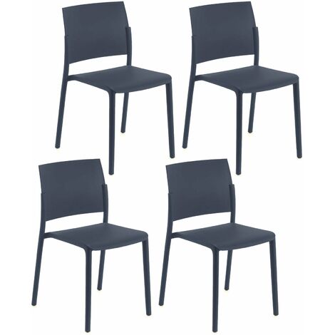 Set 4 Sedie 55x52,5xH81 cm in Polipropilene Venus Grigio Scuro