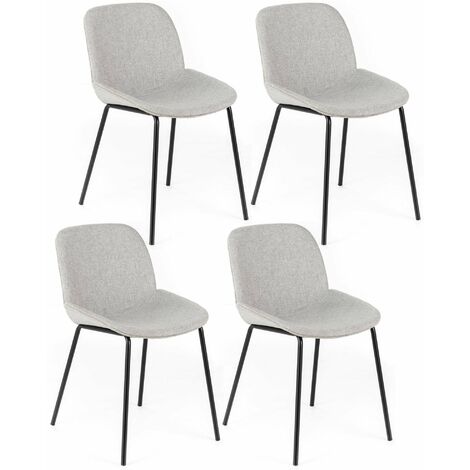Set 4 Sedie 57x46xH80 cm in Tessuto Eva Grigio Chiaro