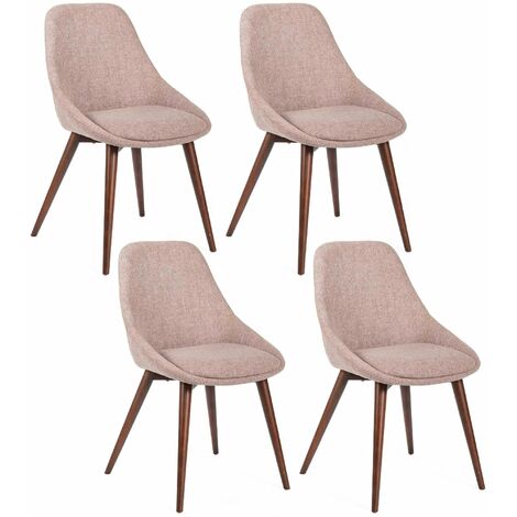 Set 4 Sedie 58x49xH85 cm in Tessuto Astrid Marrone Chiaro