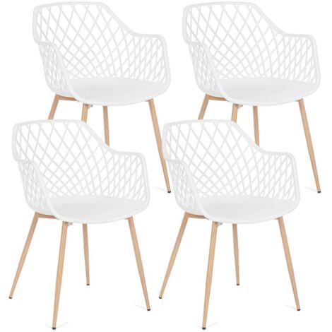 Set 4 Sedie 58x54x85,5 cm in Plastica Bianco