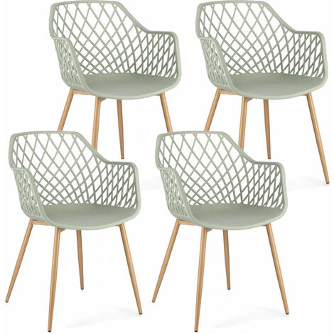 Set 4 Sedie 58x54x85,5 cm Optik in Plastica Verde