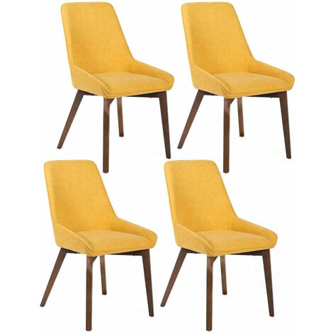 Set 4 Sedie 62x49,5xH87 cm in Tessuto Vera Giallo