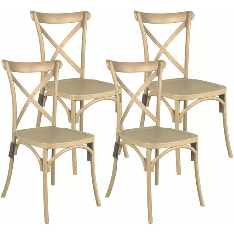 Set 4 Sedie 88x44x49 cm in Polipropilene Tortora