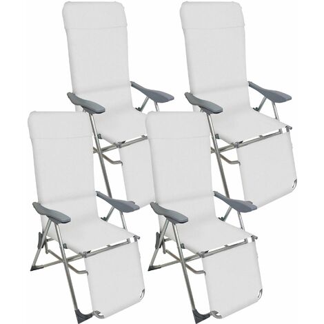 Set 4 Sedie a Sdraio Reclinabili Pieghevoli 59x76x109 cm con Poggiapiedi in Alluminio e Textilene A