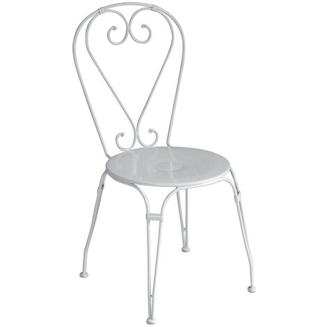 Set 4 Sedie Bar e Giardino Shabby Chic con Cuscini Color Bianco Avorio Sedie per Esterni Sedie Giardino Impilabili