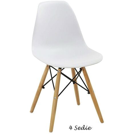 Set 4 Sedie Bianche Polipropilene Salotto Moderna Sala da Pranzo Cucina Legno Set 4 Sedie Bianche Polipropilene Salotto Moderna Sala da Pranzo Cucina Legno