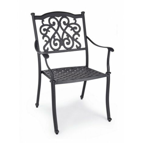 Set 4 Sedie con Braccioli Alluminio Antracite da Esterno - CLASSIC - Colore: Antracite