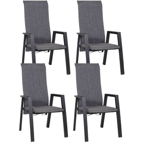 Set 4 Sedie con Braccioli da Giardino 59.5x72x111 cm in Alluminio Ethan Antracite